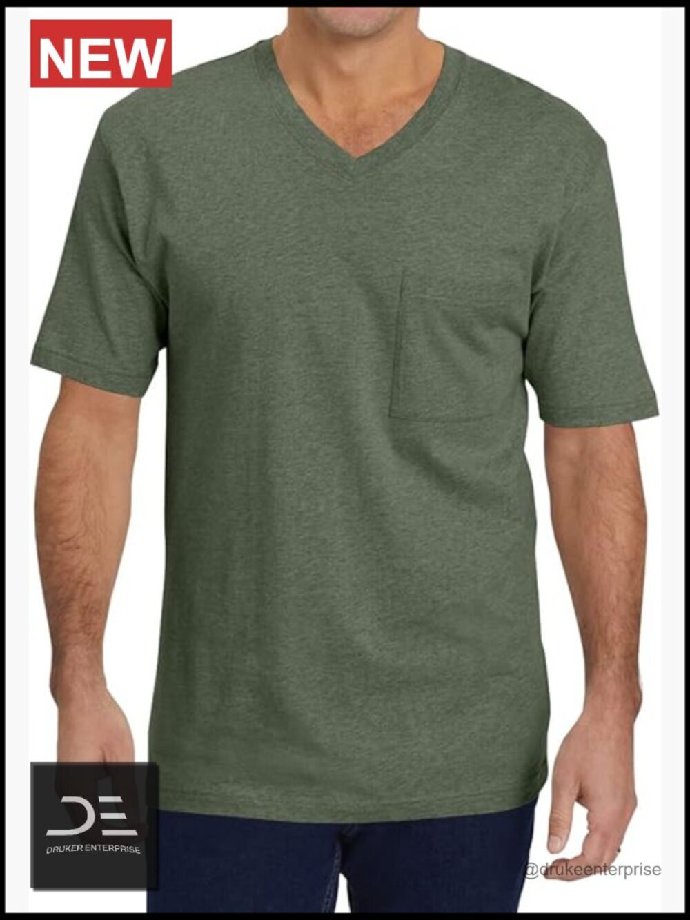 Mens V Neck Short Sleeve Pocket T-Shirt Cotton Blend Summer Tee
